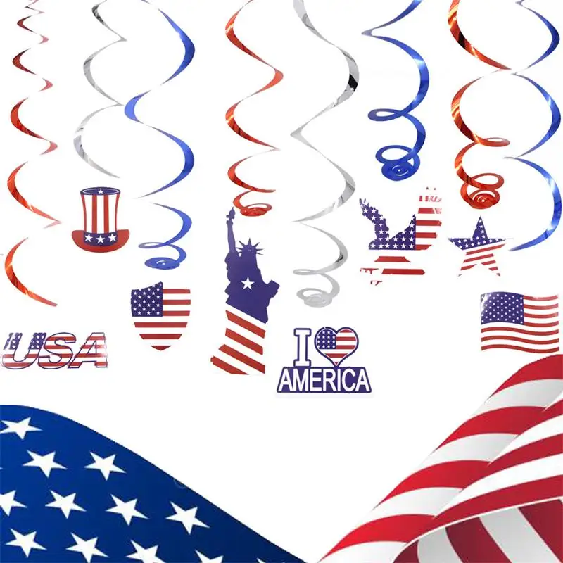 Nepriklausomybės Dieną, Šalies Apdaila JAV PVC Spiralė Pakabukas Šalies Išmaišykite Lubų Girliandą Pakabukas įrengimas Ir Išdėstymas